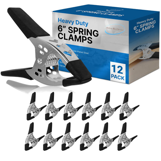 Online Best Service 12 Pack - 6" inch Spring Clamp Large Super Heavy Duty Spring Metal Black - 3 inch Jaw opening