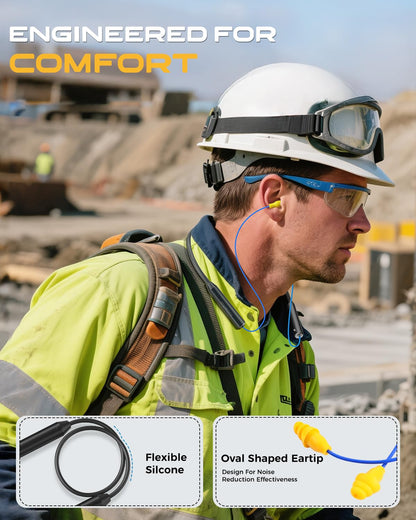 MIPEACE Bluetooth Earplug Headphones, Neckband Wireless Earbuds earplugs-29db Noise Reduction isolating in-Ear earplug Earphones and Controls,IPX5 sweatproof,19+Hour Battery(Blue)