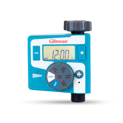Gilmour Single Outlet Electronic Water Timer for Garden Hose, Irrigation Timer for Sprinklers and Drip Lines, Blue