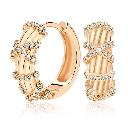 18K Crystal Heart Hoop Earrings for Women with Locket Design, White Crystal Cubic Zirconia Dangling Earrings Fine Jewelry Gifts for Her