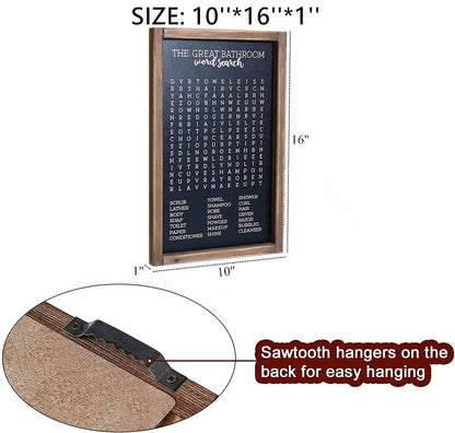 Lavender Inspired Word Search - Rustic Farmhouse Wooden Sign - Funny Wall Art Decor - Half Bath Sign - Kids Bathroom Decor - Housewarming Present (BLACK)