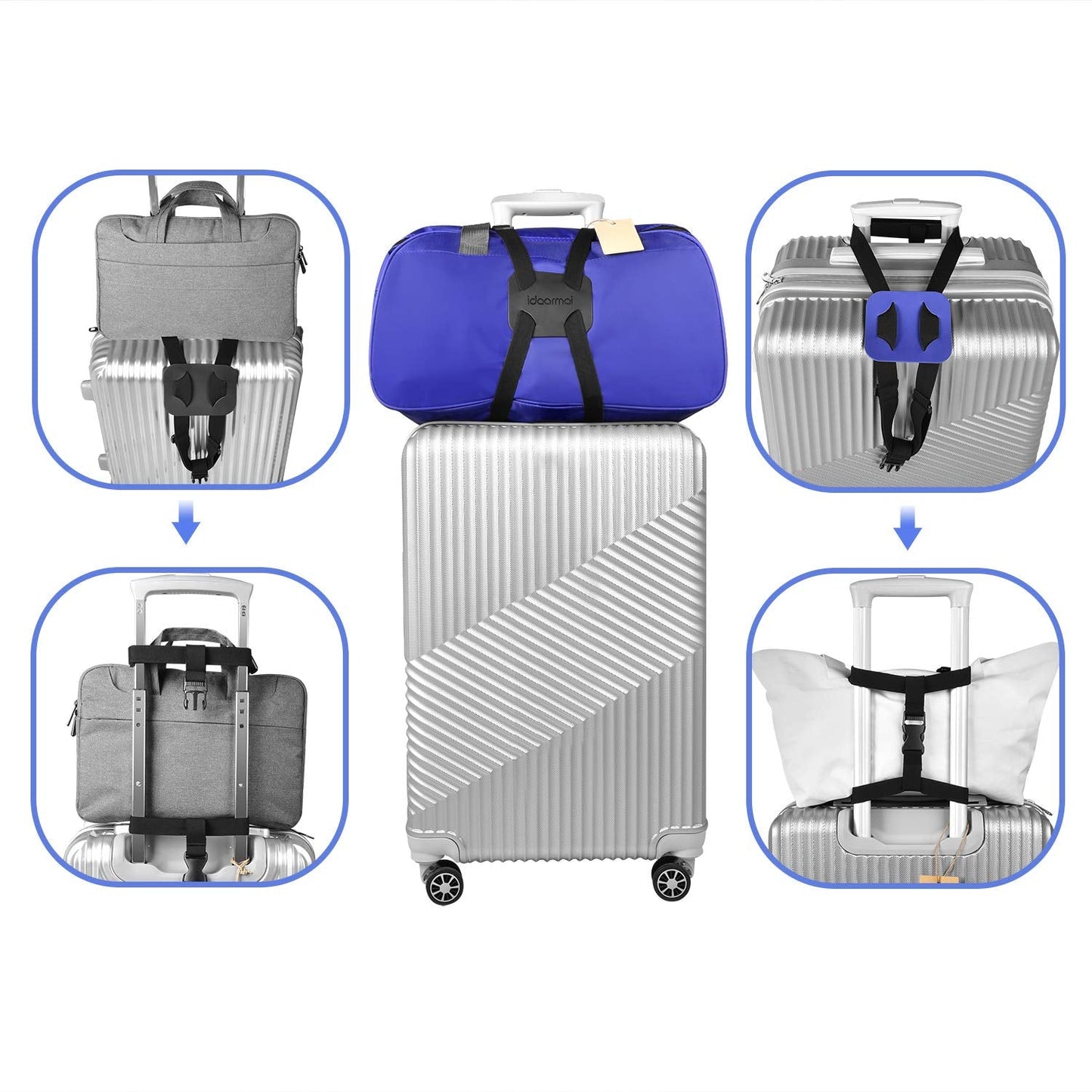 Luggage Straps Bag Bungee， Luggage Straps Suitcase Adjustable Belt，Add a Bag Easy to Travel Suitcase Elastic Strap Belt – (Black)