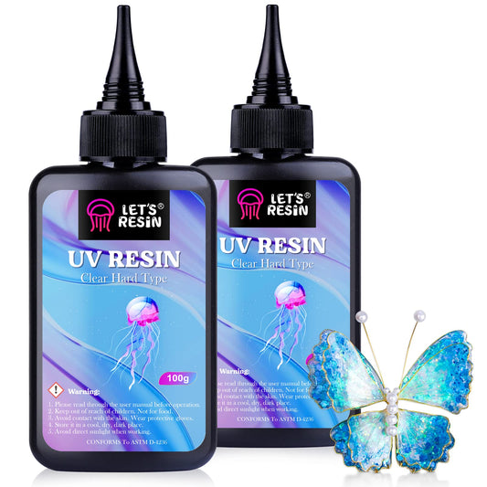 LET'S RESIN UV Resin,200g Low Viscosity Crystal Clear Ultraviolet Thin Epoxy Resin, Quick-Curing&Low Shrinkage UV Glue Kit for Crafts, Jewelry Making, Casting