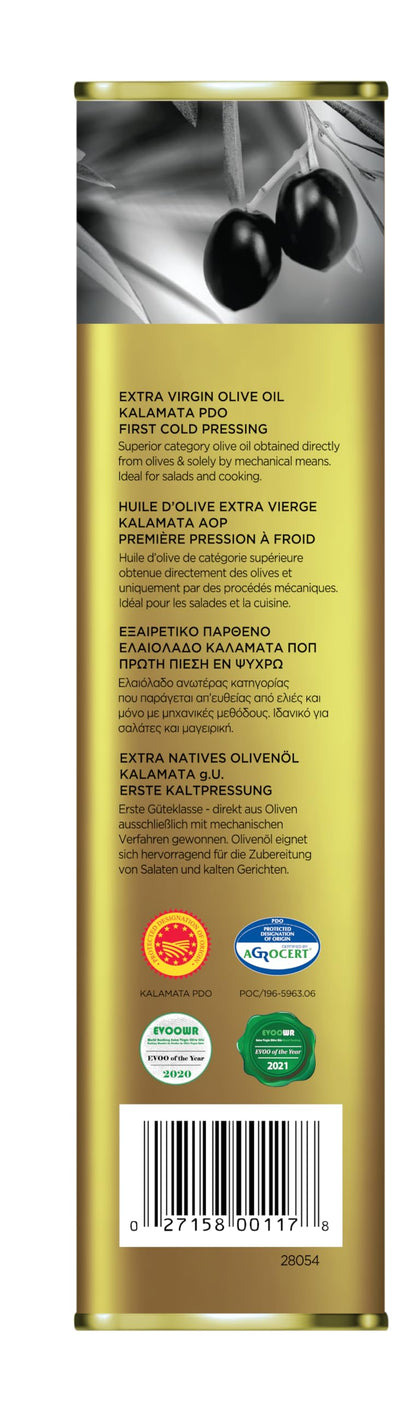 Iliada Kalamata PDO Extra Virgin Olive Oil, 3Lt | Multi-Awarded | Single Region 100% Greek | Monovarietal Koroneiki | Cold Press | Polyphenol Rich | Chef's Favorite