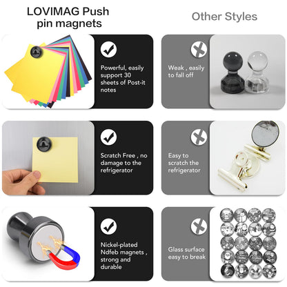 LOVIMAG 12Pcs Black Fridge Magnets, Small and Strong Magnets for Whiteboard, Office, Classroom, Map, Kitchen
