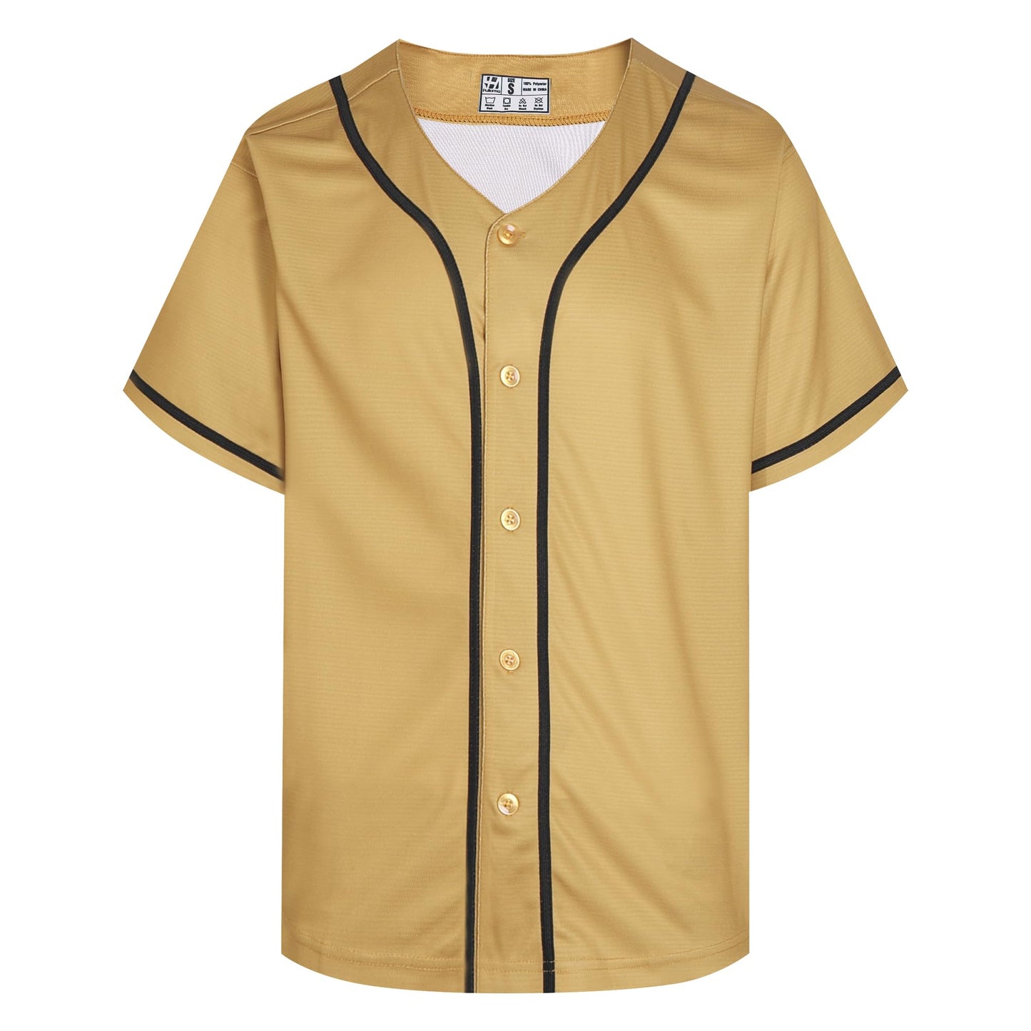 Pullonsy Men's Baseball Jersey for Women Father Mother Sports Uniform Workout Gym Fitness Outfits Fashion Custom Tops,Black Stripe Old Gold Jersey,Size 3XL