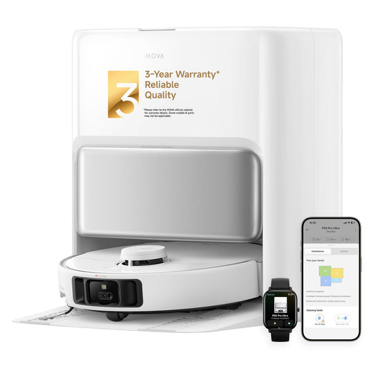 Mova P50 Pro Ultra Robot Vacuum and Mop, 19,000Pa Suction with Anti-Tangle Brush, Removable & Liftable Mop for Carpet & Floor, 167℉ Mop & Washboard Self Drying & Cleaning, Auto Empty & Refill