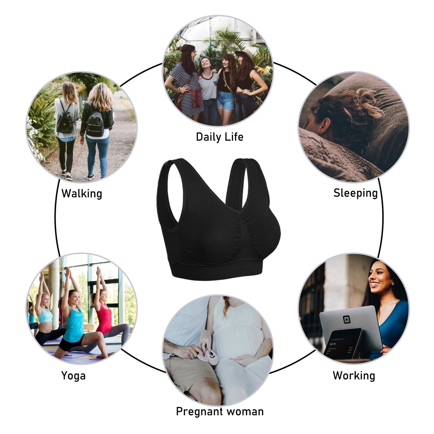 Onory 3 Pack Sports Bras for Women Wirefree Padded Workout Yoga Gym Fitness Bra Medium Support