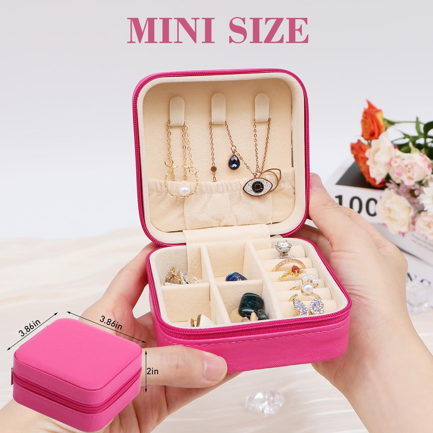 17Dec Small Travel Jewelry Case Organizer,Mini Travel Essentials for Women,Bridesmaid Gifts Birthday Gifts for Women,Small Jewelry Box for Girls 8-12