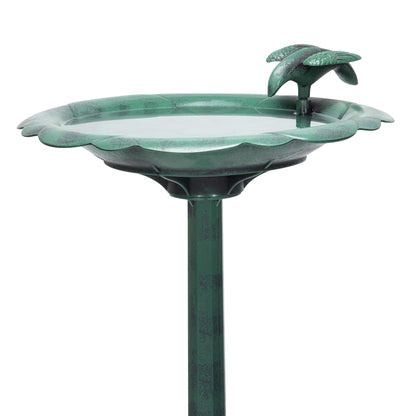 Alpine Corporation - 31" Tall Outdoor Antique Flower Birdbath with Bird Decoration Yard Statue – Charming Garden Accent to Attract Birds - Durable Polypropylene Construction for Patio, Deck, or Yard