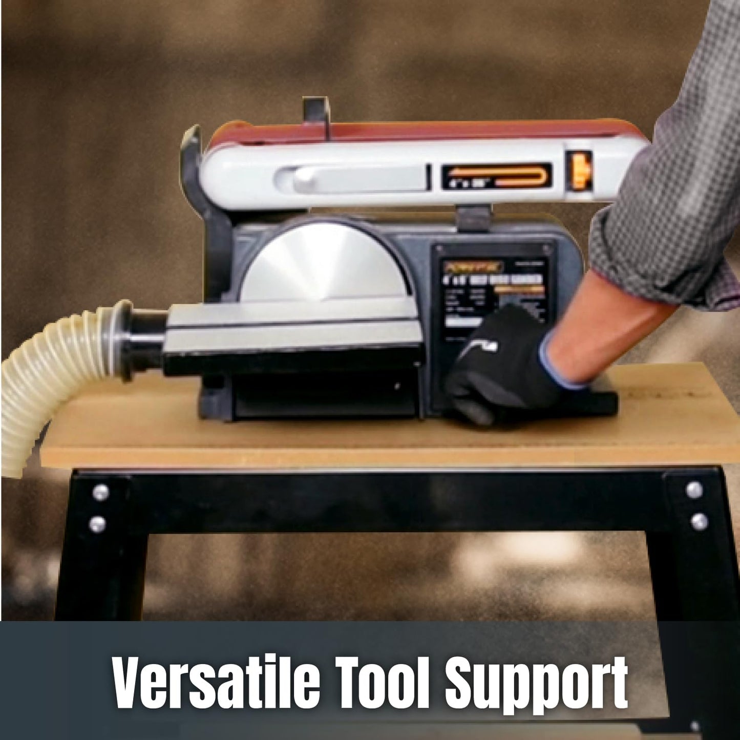 POWERTEC Tool Stand, MDF Split Top Expands to 20"x25", 32" Work Height Power Tool Stand for Drill Press, Belt Sander, Bench Grinder, Band Saw, Scroll saw, and Planer (UT1002)