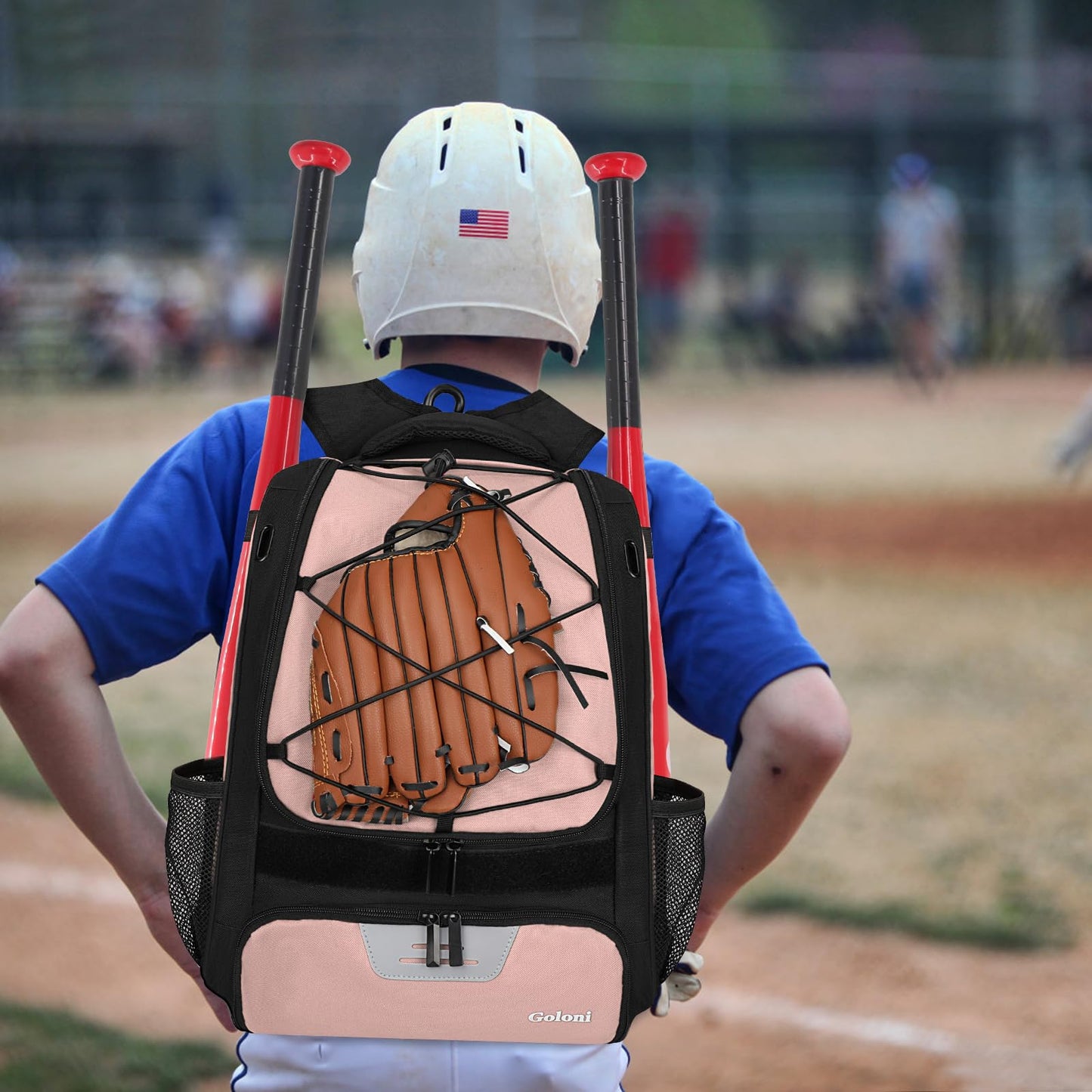 Goloni Baseball Bag,Backpack for Baseball, T-Ball & Softball Equipment & Gear,Softball Bag with Shoe Compartment,Fence Hook