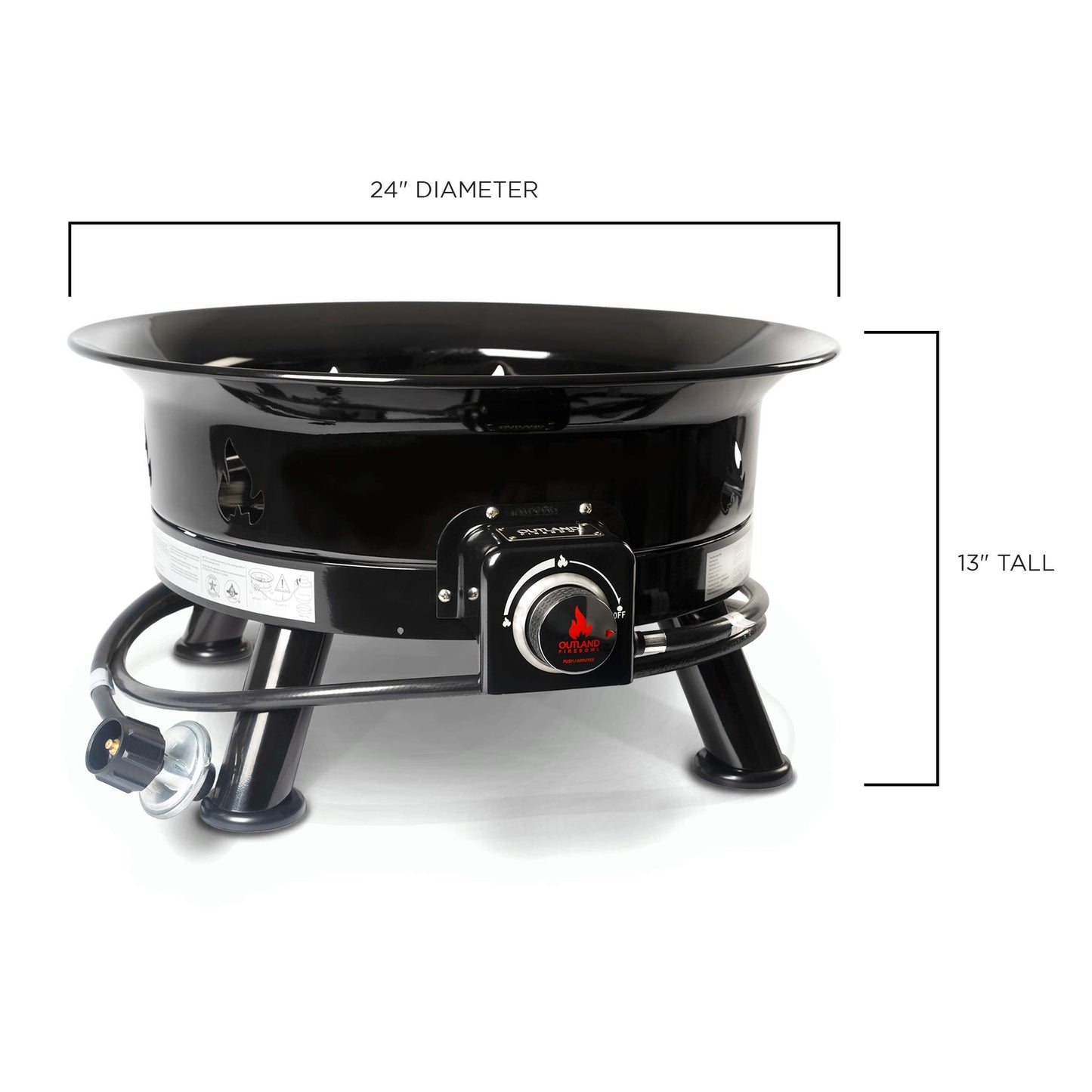 Outland Living Firebowl Smokeless Fire Pit, Round Outdoor Portable Propane Gas Fire Pit with UV and Weather Resistant Durable Cover, 24-Inch Diameter 58,000 BTU, Black, 883 Mega, For Outside Use