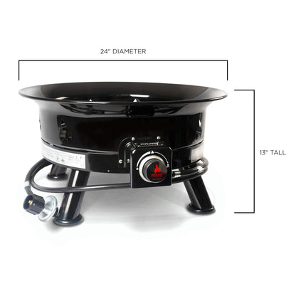 Outland Living Firebowl Smokeless Fire Pit, Round Outdoor Portable Propane Gas Fire Pit with UV and Weather Resistant Durable Cover, 24-Inch Diameter 58,000 BTU, Black, 883 Mega, For Outside Use