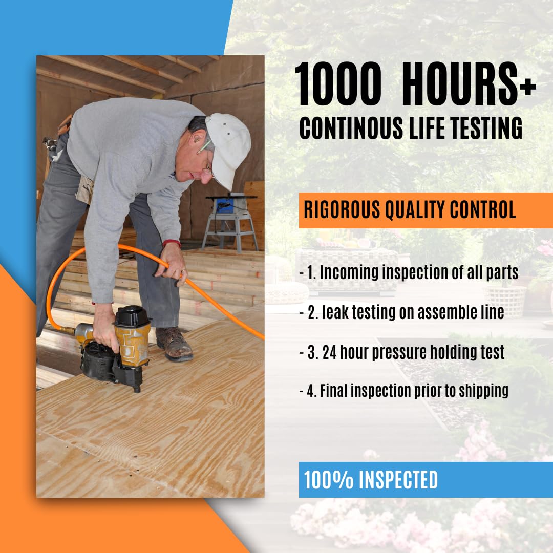 Air Compressor, Quiet Air Compressor, Only 68dB, 8 Gallon Durable Steel Air Tank, 2.8CFM @ 90PSI, Oil-Free, Ideal For Woodwork Nailing, Garage, Cars, Pneumatic Tools, 1.2 HP