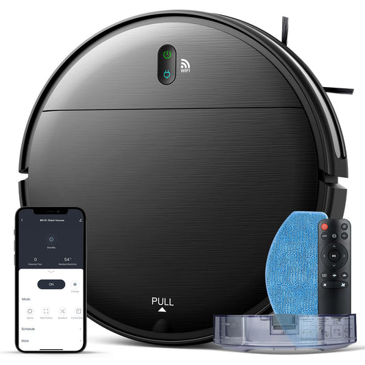 Robot Vacuum and Mop Combo, 2 in 1 Mopping Robot Vacuum Cleaner with Schedule, Wi-Fi/Voice/App, Strong Suction, Easy of Use, Self-Charging Robotic Vacuum, Slim, Ideal for Hard Floor, Pet Hair, Carpet