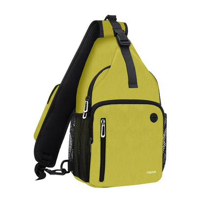MOSISO Sling Backpack Bag, Crossbody Shoulder Bag Travel Hiking Daypack Chest Bag with Front Square Pocket&USB Charging Port, Yellow
