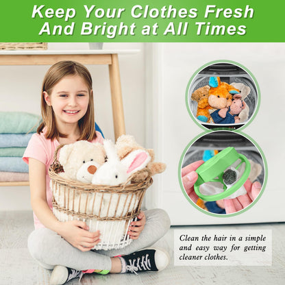 NEIJIANG Lint Catcher for Laundry,Pet Hair Remover for Laundry,Washing Machine Floating Lint Mesh Bag,Reusable Household Hair Filter Washer Lint Trap Net Pouch 4 Pieces (Green)