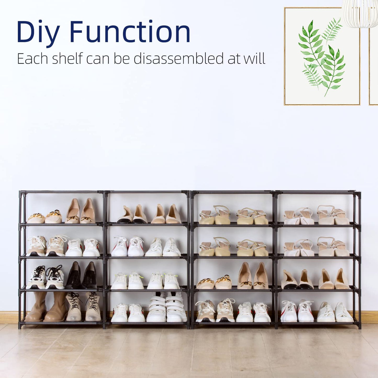 HODYANN 10 Tiers Shoe Rack, 30-40 Pairs Large Shoe Organizer, Sturdy Shoe Storage, Space Saving Tall Metal Shoe Shelf, Stackable Shoe Rack for Closet, Entryway, Bedroom, Black