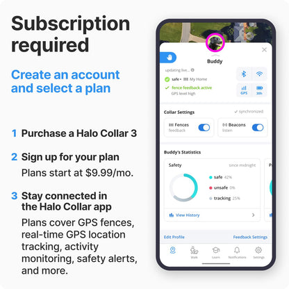 Halo Collar 3, Multifunctional GPS Wireless Dog Fence & Dog Training Collar with GPS Tracker, Subscription Required, Waterproof, Graphite (Medium/Large)