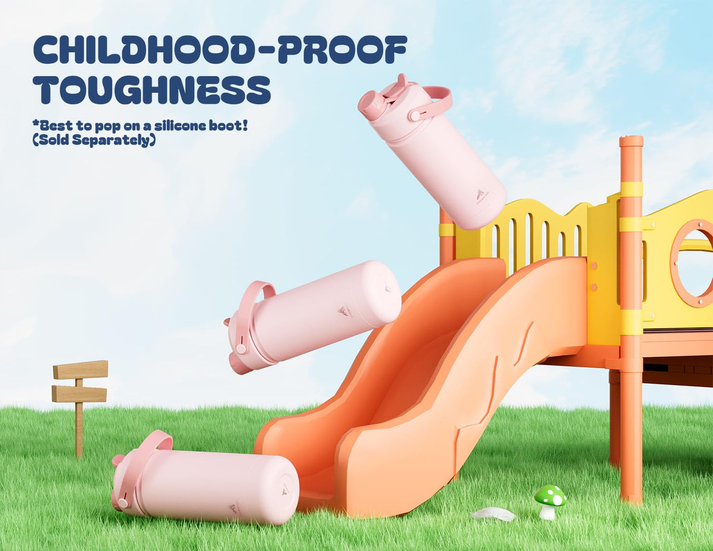 POWCAN 18 oz Insulated Water Bottle with 2-in-1 Straw and Spout Lid, Keep Cold 24H, Leak-Proof, Fits in Car Cup Holder, Stainless Steel Water Bottle for Sports, Travel, and School (Cotton Candy)