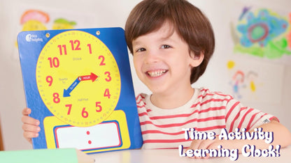 Large Dry Erase Magnetic Teaching Demonstration Clock, Kids Telling Time Learning Clock for Analog and Digital Time, Labelled Minute & Hour Hands, for School Classrooms & Homeschool Supplies