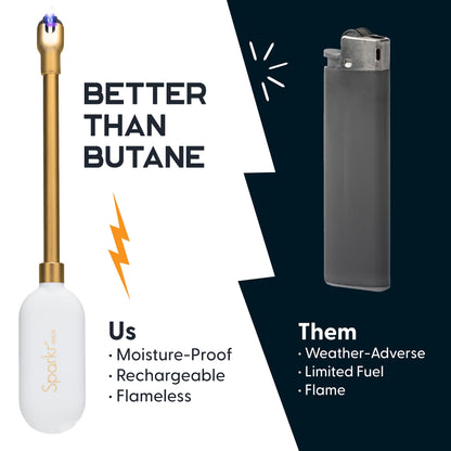 Power Practical Candle Lighter Sparkr USB Rechargeable Electric Lighter w/Plasma Technology & Extra Long Wand, Flameless Lighters for Candles, Camping, Cooking, Black