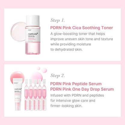 medicube Salmon DNA PDRN Trial Kit | Glass Glow Mini Skincare Set with Toner, Serum & Sheet Mask for Hydrating, Firming, Moisturizing |Gift & Travel Essentials for Women & Girls | Korean Skincare