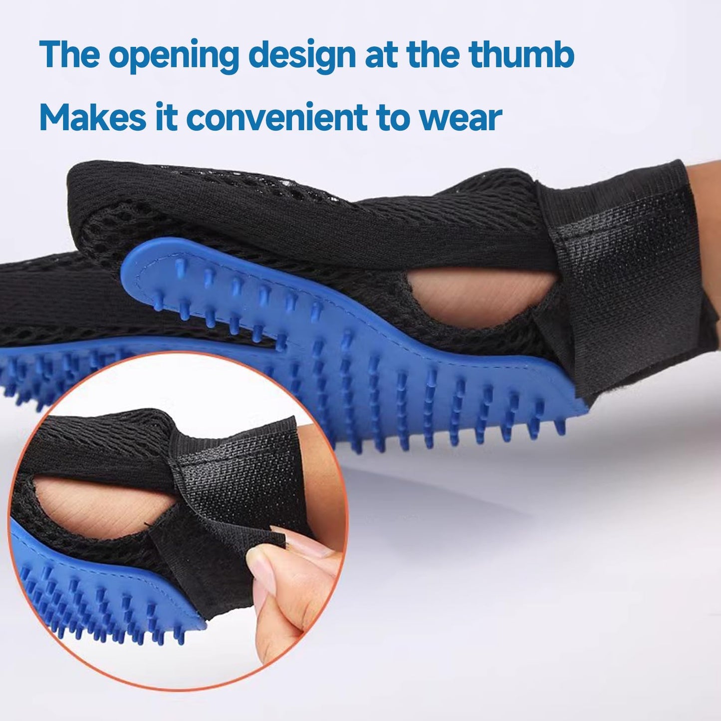 NVNAN Cat & Dog Grooming Gloves for Shedding - Efficient Deshedding Pet Grooming Gloves 2-in-1 Deshedding Brush & Massage Mitt-Safe for Dogs & Cats (1 Pair Blue)