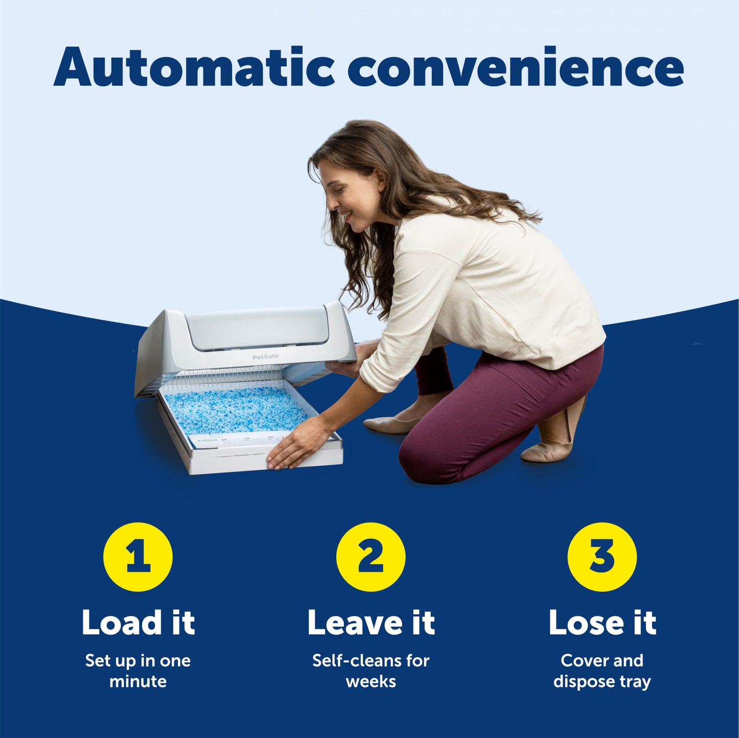 PetSafe ScoopFree Crystal Pro Self-Cleaning Automatic Litter Box - Uncovered Motion-Sensing Cat Box with Integrated Health Counter - Includes 1 Disposable Crystal Litter Tray