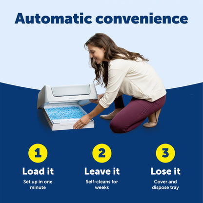 PetSafe ScoopFree Crystal Pro Self-Cleaning Automatic Litter Box - Uncovered Motion-Sensing Cat Box with Integrated Health Counter - Includes 1 Disposable Crystal Litter Tray