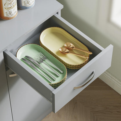 HOMCOM 71" Kitchen Pantry Cabinet, Tall Storage Cabinet with Microwave Stand, Modern Kitchen Hutch with Countertop, 6 Doors, Storage Drawer, 3 Adjustable Shelves for Living Room, Dining Room, Gray