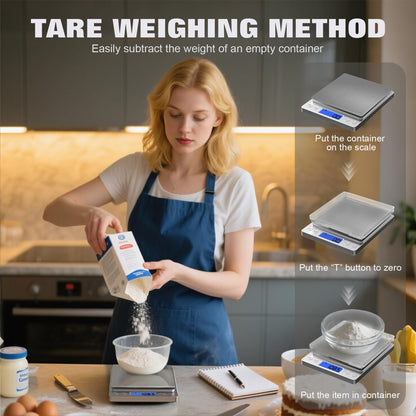 OGWAI Rechargeable Digital Food Scale with Gram and Ounce, Measuring Range 0.1g/3kg(6.6lb), Smart Kitchen Scale for Food, Baking, Cooking, Sourdough Bread, Weight Loss - Small Kitchen Gadget Product
