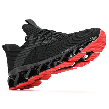 Men's Slip on Walking Running Shoes Blade Tennis Casual Fashion Sneakers Comfort Non Slip Work Sport Athletic Trainer Black/Red