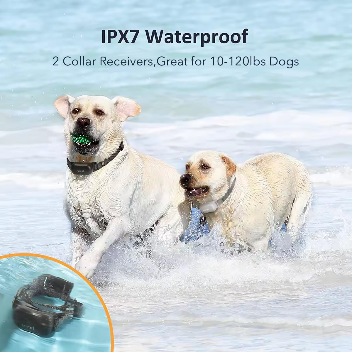 PATPET Shock Collar for Dogs(10-120lbs), 4000ft Rechargeable IPX7 Waterproof Training Collar with Remote for 2 Dogs- Electric Dog Collar for Small Medium Large Dogs 2 Packs
