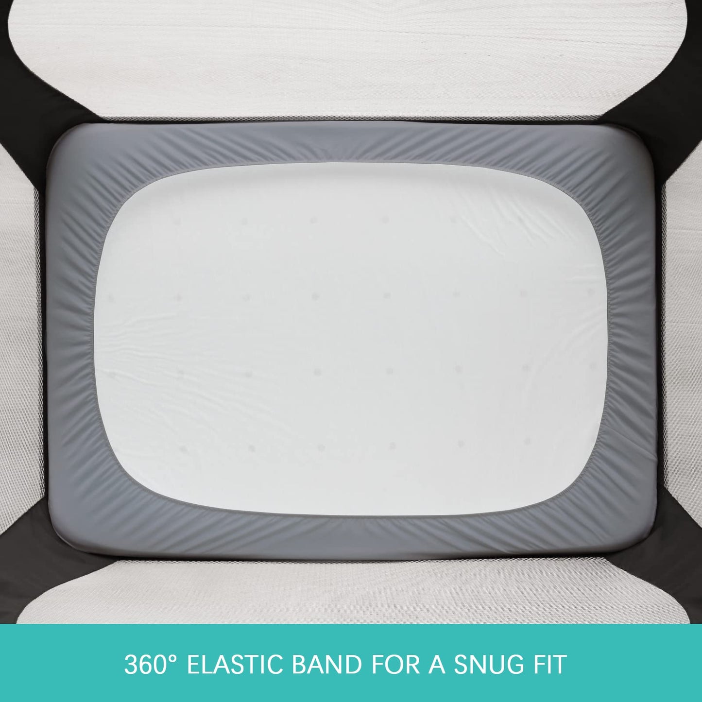 Pack and Play Sheets Fitted Quilted Waterproof Protector, 2 Pack Playard Mattress Pad Compatible with Graco Pack n Play, Mattress Cover fits for Baby Playpen Mattress, Mini Crib, Gray & Navy Blue