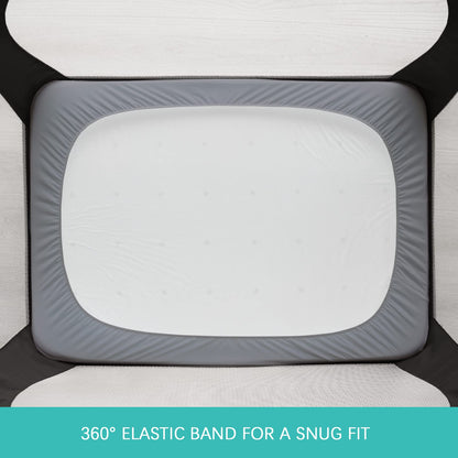 Pack and Play Sheets Fitted Quilted Waterproof Protector, 2 Pack Playard Mattress Pad Compatible with Graco Pack n Play, Mattress Cover fits for Baby Playpen Mattress, Mini Crib, Gray & Navy Blue