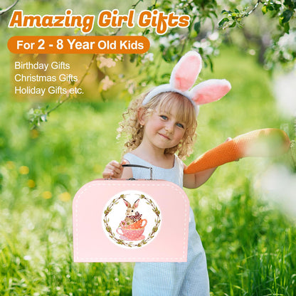 iAOVUEBY Tea Party Set for Little Girls, 49PCS Princess Tea Time Toys Including Tea Set Dessert Carrying Case, Kids Kitchen Pretend Playset, Tea Set for Girls Birthday Toddler Age 3-8, Pink