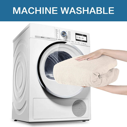 H.VERSAILTEX Stretch Sofa Covers for 3 Cushion Couch Covers Sofa Slipcovers for Living Room Feature Thick Checked Jacquard Fabric with Elastic Bottom, Sofa Large - Ivory