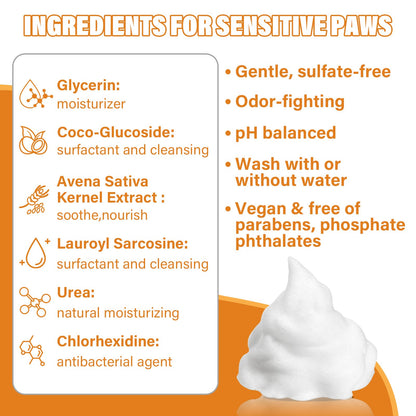 Paw Cleaner for Dogs & Cats, No-Rinse Foaming Pet Foot Washer with Built-in Scrubber Brush for Dirty, Muddy Paws – Suitable for Small, Medium & Large Dogs, Puppies, Kittens (5 fl oz)