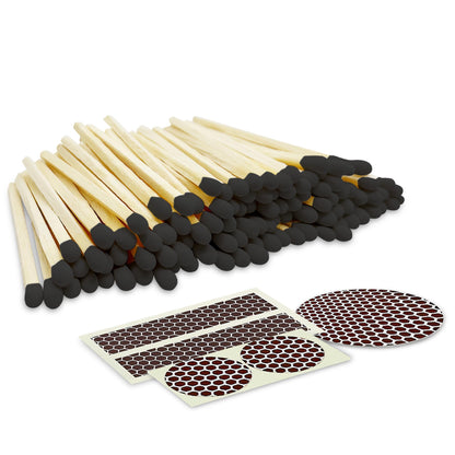 2" Artisan Black Tip Matches | 100 Bold Black Tip Safety Matchsticks with Strikers by Thankful Greetings | Great for Home Décor, Candle Lovers, & Crafts | Decorative Candle Accessories