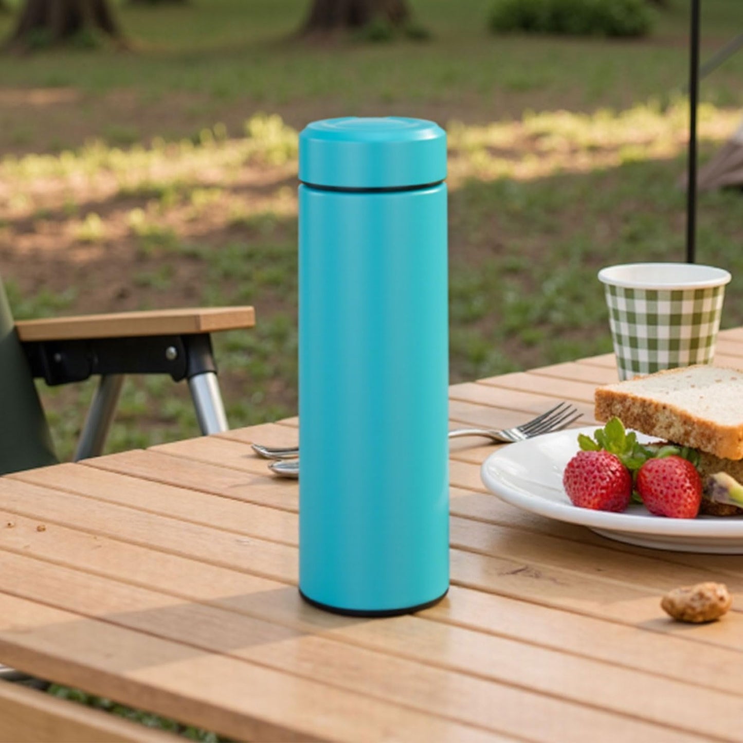 PARACITY Insulated Water Bottle, 17 oz Stainless Steel Water Bottles for Double Wall Vacuum Hot Drinks, Metal Water Bottle Keeps Hot for 12 Hrs, Cold for 24 Hrs, for Coffee, Tea (light blue)