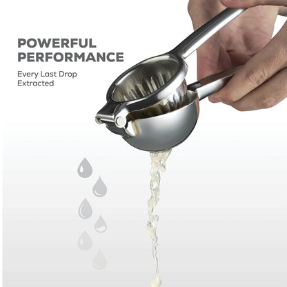 Premium Lemon Squeezer Stainless Steel - Heavy Duty Lime Squeezer, Lemon Juicer Manual With Comfortable Handle For Extracting All Juice Possible - Hand Citrus Juicer