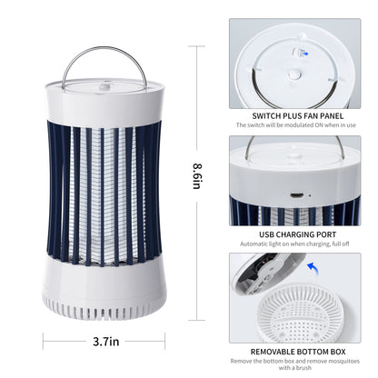 Lulu Home 2 Packs Indoor Bug Zapper with Fan, 1500V High Voltage Lighted Mosquito Lamp Trap, USB Cable Plug-in Electric Insect Killer Catching Moth Mosquitoes Gnat Fruit Flies (NO Battery)