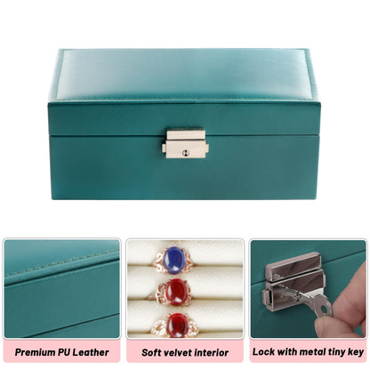 Homeanda Jewelry box 2 layer Jewelry box Leather Jewelry boxes for Women Girls Teens Jewelry organizer box Jewelry Storage box with lock(Green)