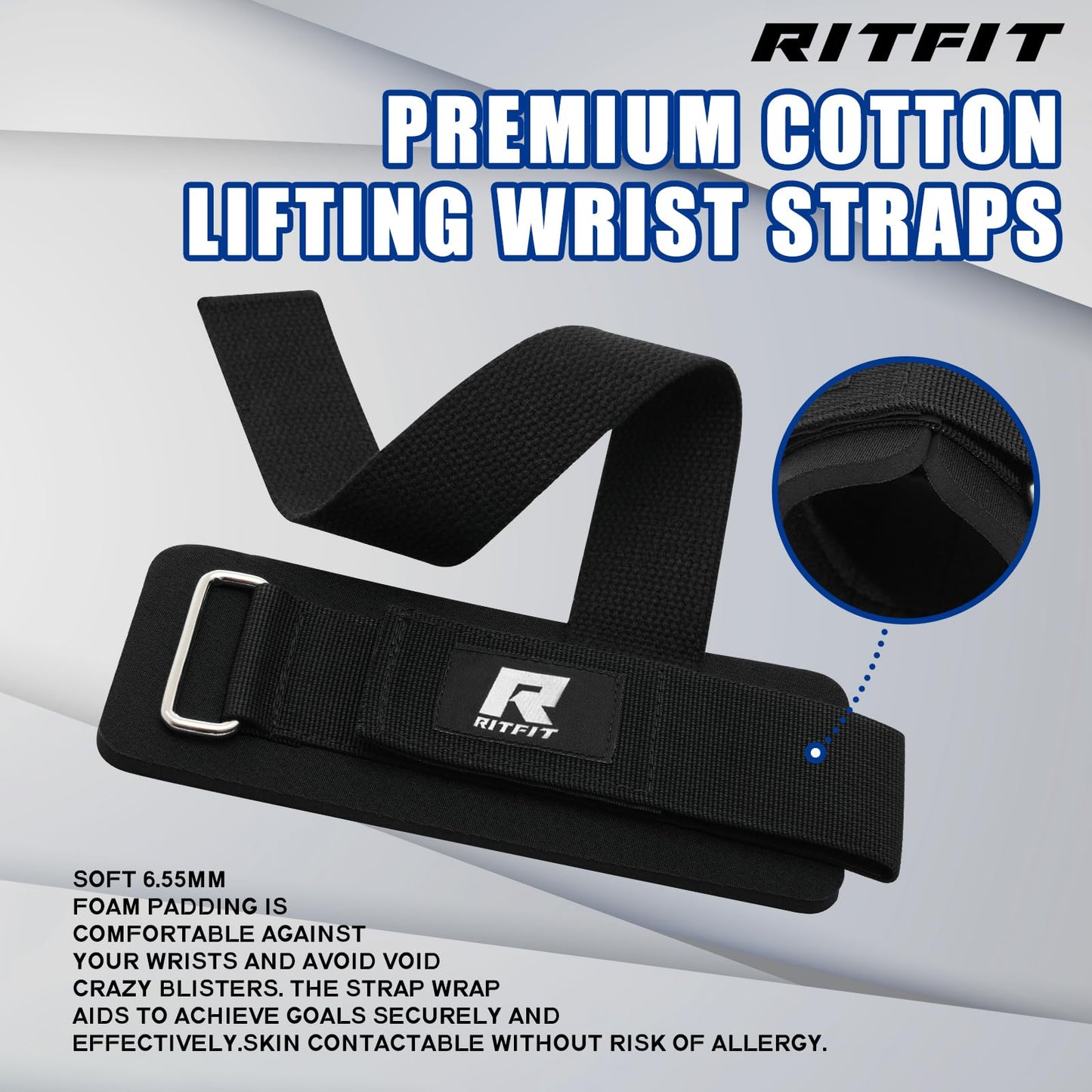 RitFit Wrist Wraps, Wrist Straps for Weightlifting, Wrist Support for Working Out, Bodybuilding, MMA, Powerlifting, Strength Training, Men & Women, Black