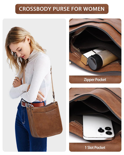 Purses for Women 3PCS, Crossbody Bags Set Large Leather Purse Shoulder Handbags with Wallet Adjustable Straps for Ladies Tote