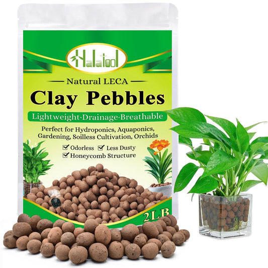 Halatool 2 LB Natural Expanded Clay Pebbles for Plants 4mm-16mm Clay Balls 100% Organic Hydroton Leca Balls for Indoor Plants Hydroponic Growing Gardening Orchids Drainage Decoration Aquaponics
