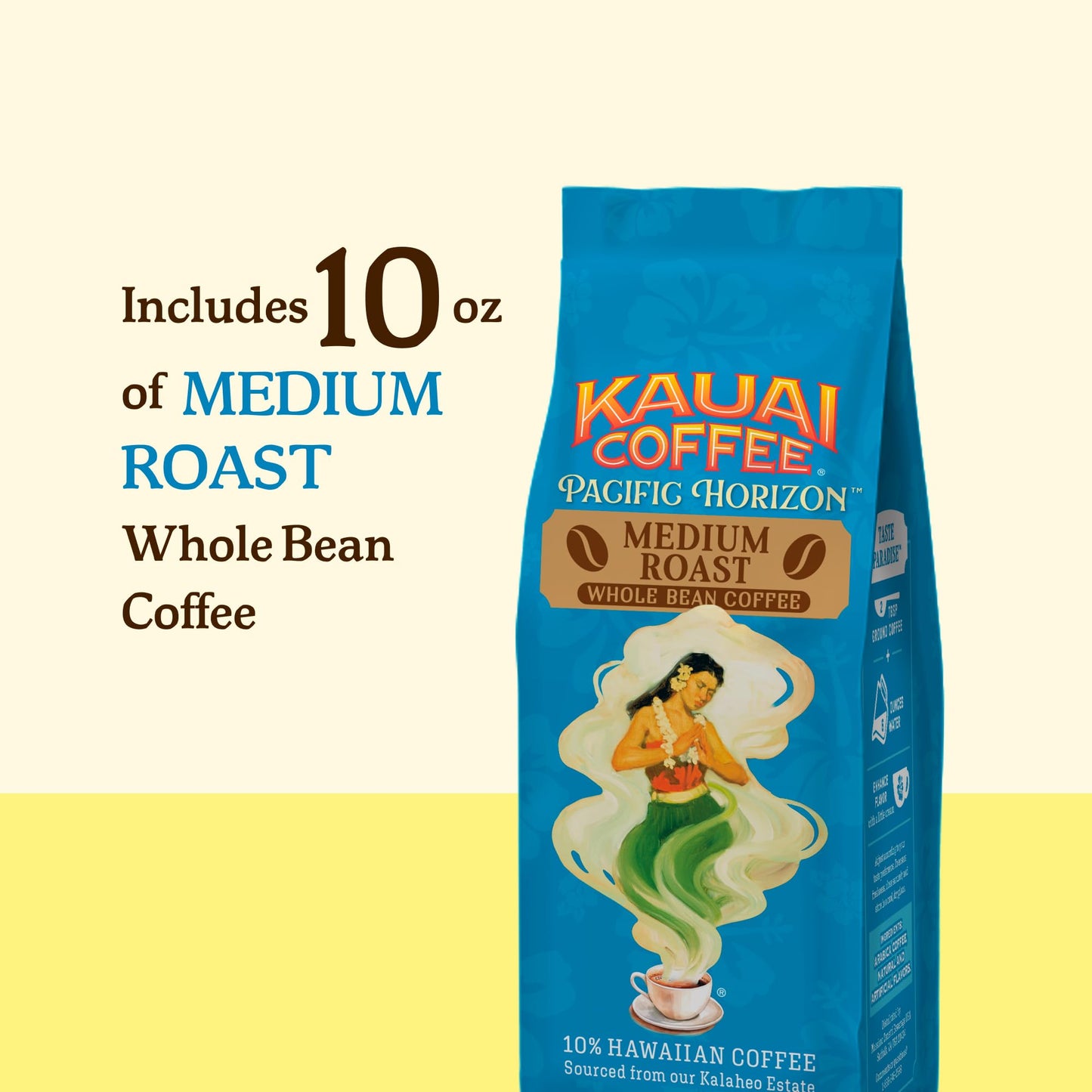 Kauai Coffee Koloa Estate Medium Roast - Whole Bean Coffee, 10 oz Package