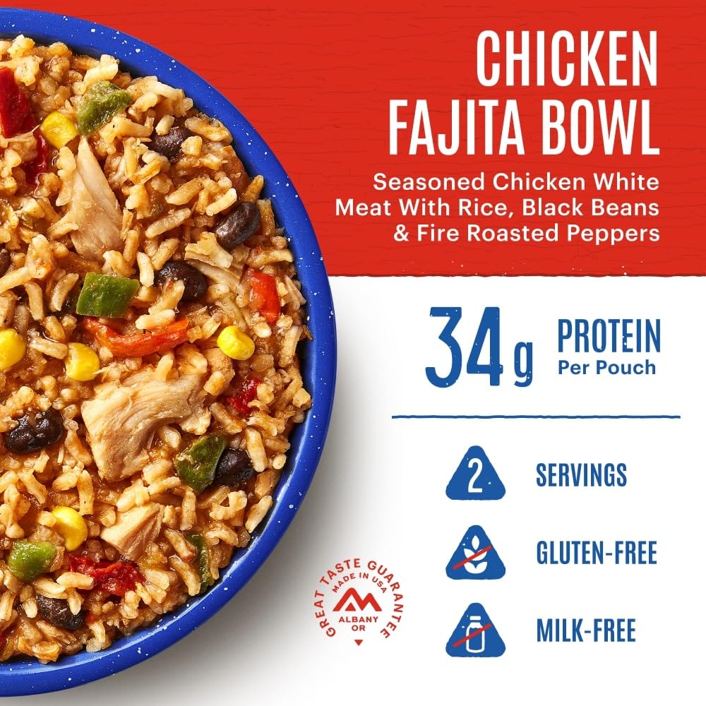 Mountain House Chicken Fajita Bowl | Freeze Dried Backpacking & Camping Food | Gluten-Free | 2 Servings